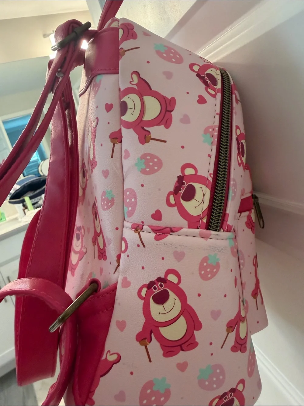 Loungefly Pink Lotso Strawberry Mini Backpack